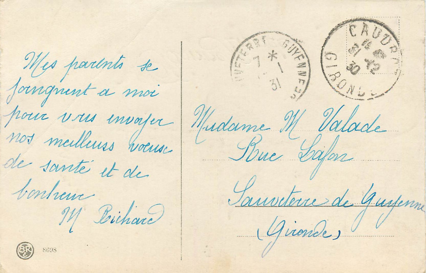 CPA Bonne Annee  — Rückseite