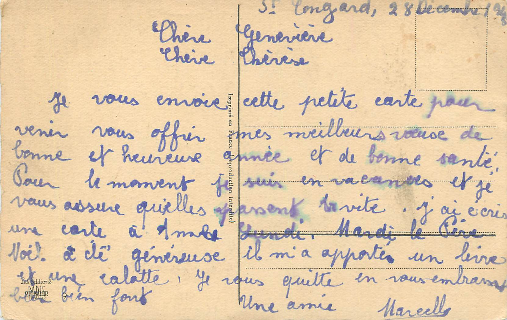 CPA Bonne Annee  — Rückseite