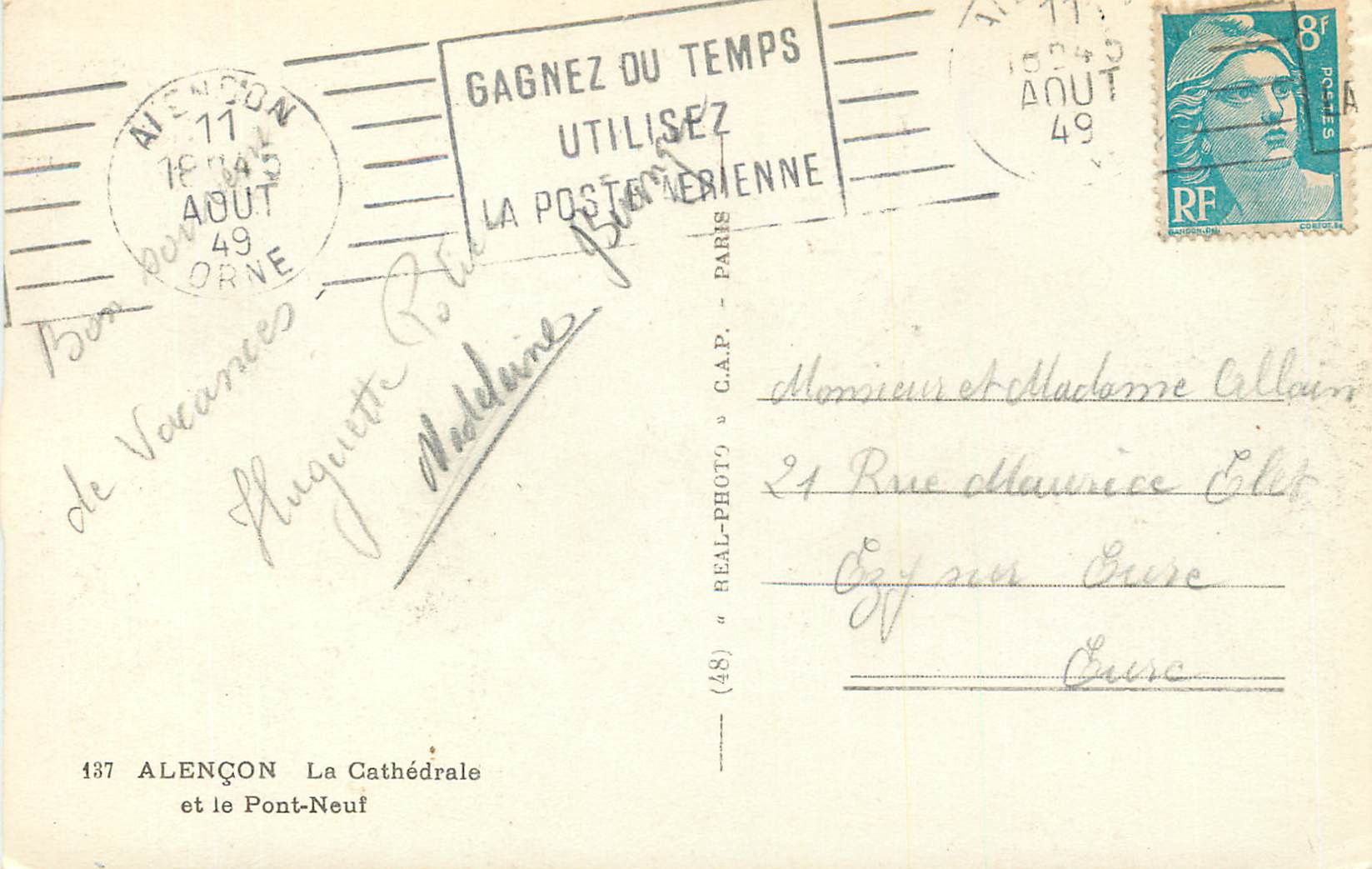 Alençon — La Cathédrale et le Pont-Neuf — C.A.P. n°137 — Rückseite