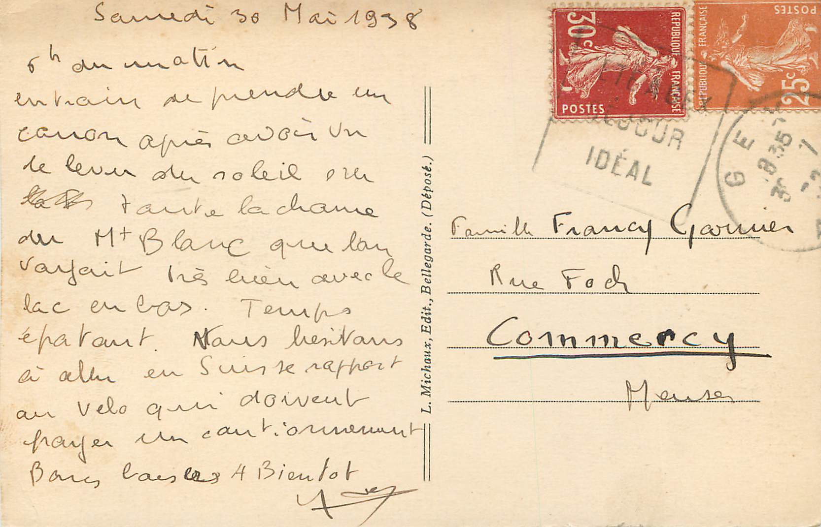 CPA Col de la Faucille Apercu sur le Pays de Gex Le leman et les Alpes  — Rückseite