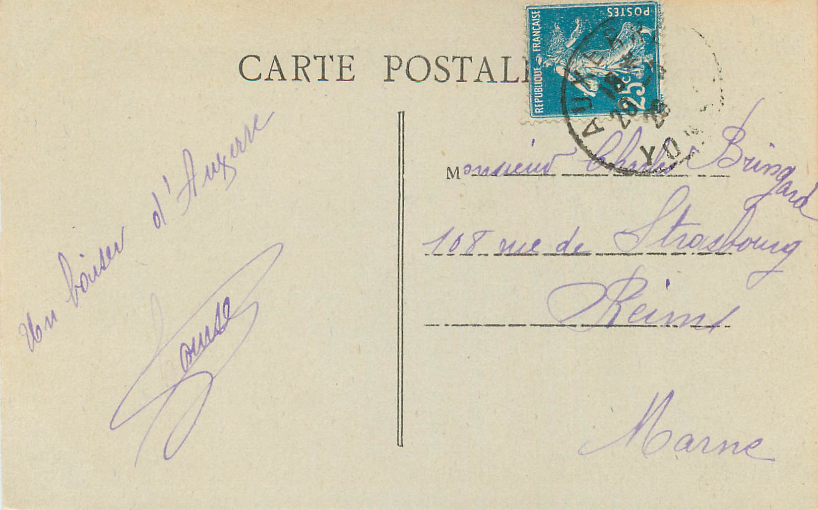Auxerre - Église Saint-Germain et l'Hôpital — Édit. C. Dumontin — Verso