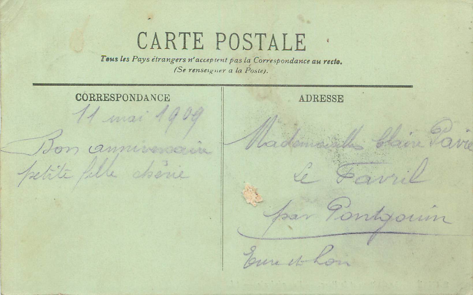 CPA Usse Le Chateau et le Parc Vue generale  — Rückseite