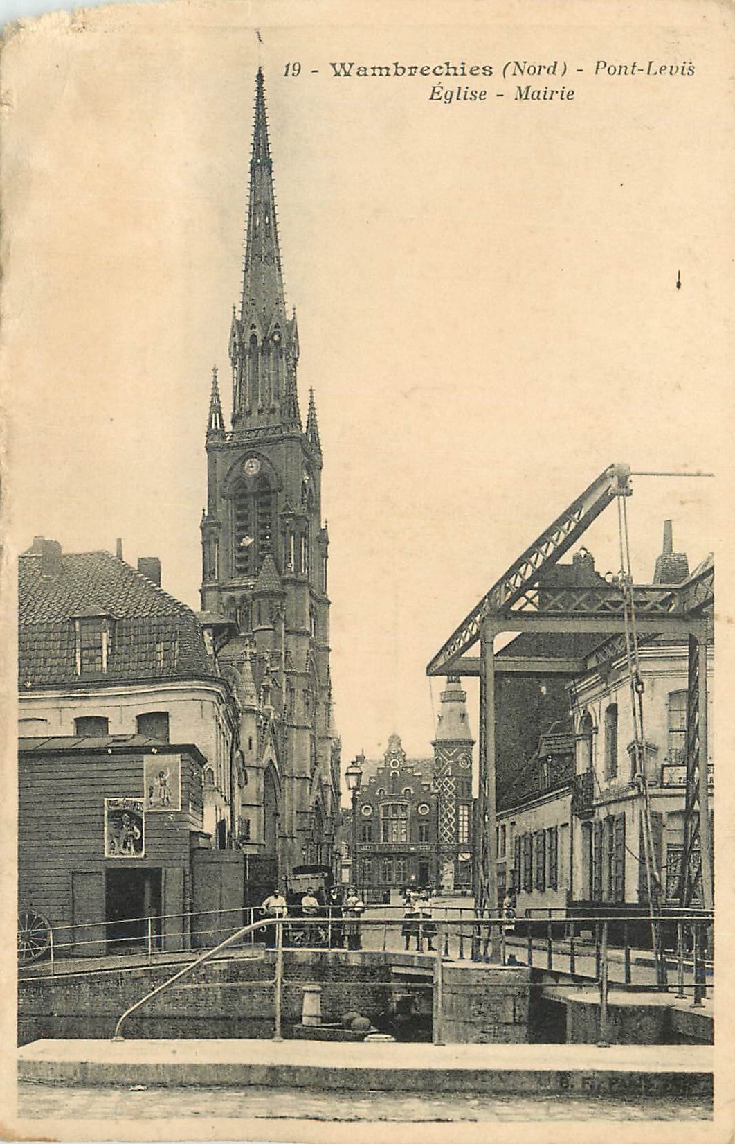 CPA Wambrechies Nord Pont Levis Eglise Mairie 