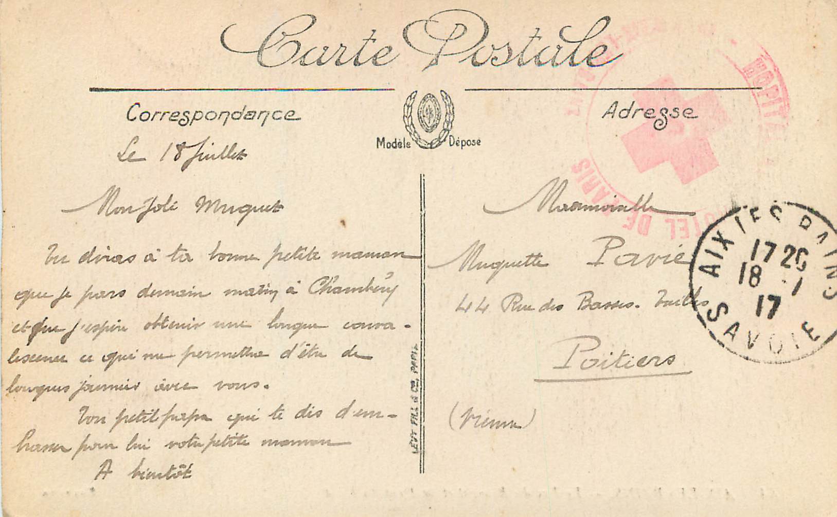 CPA Aix les Bains Le Lac du Bourget et la Dent du Chat  — Verso