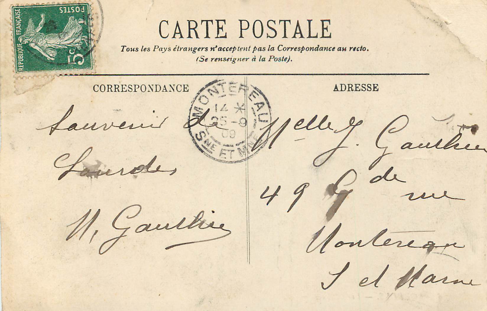 CPA Lourdes Vue generale  — Verso