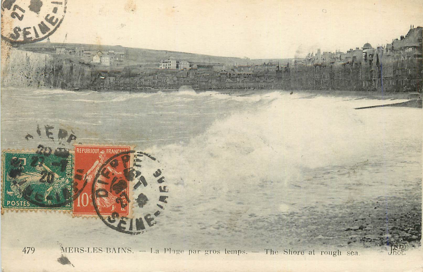 CPA Mers les Bains La plage par gros temps 