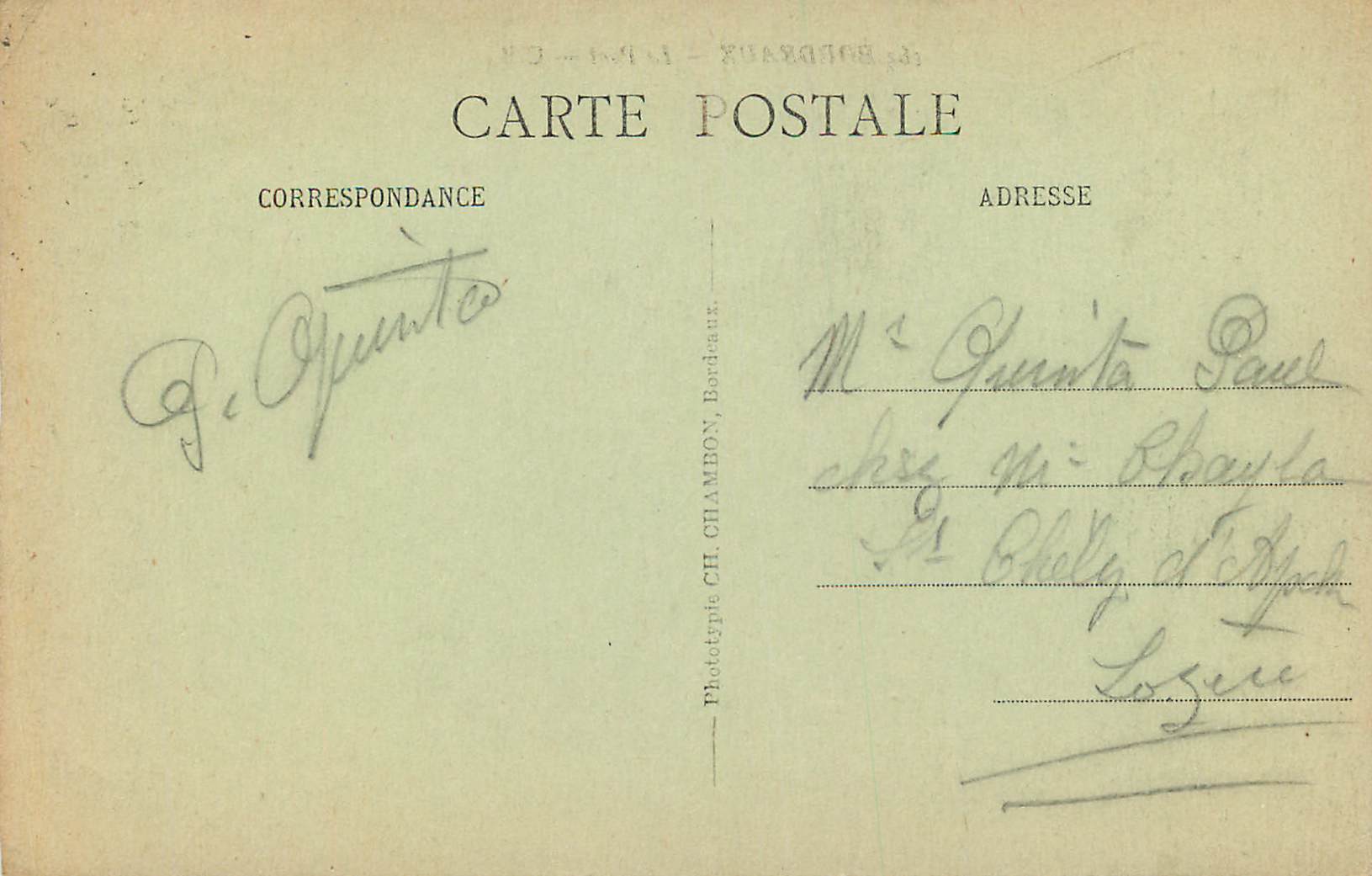 CPA Bordeaux Le Pont  — Verso