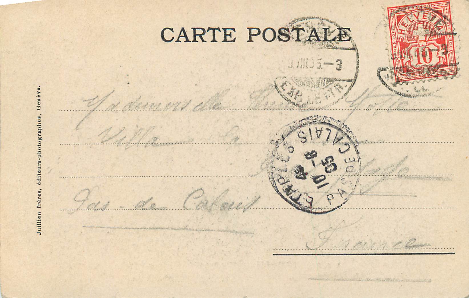 CPA Le Mont Blanc vue de Geneve  — Verso