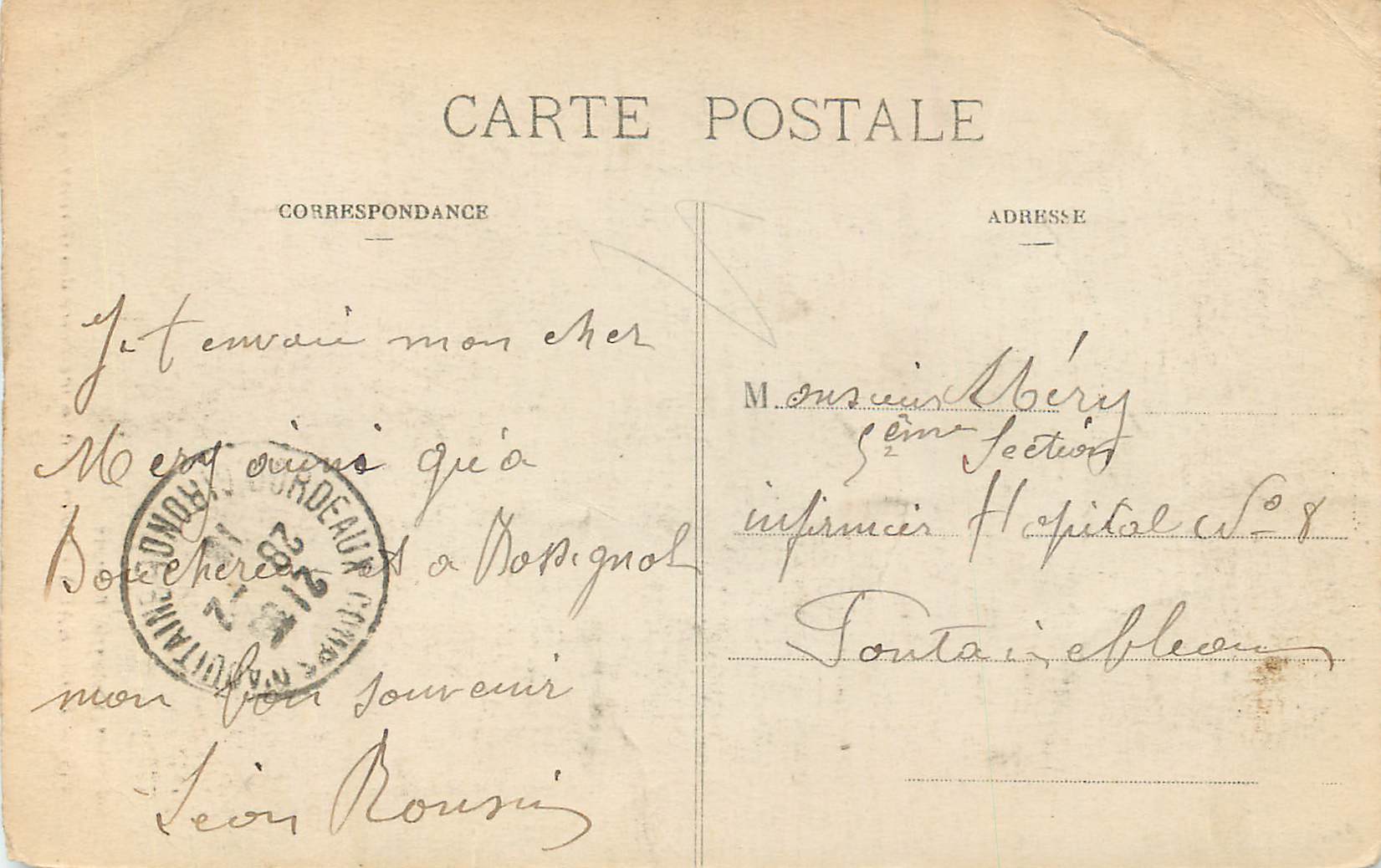 CPA Bordeaux Colonne a la memoire des Girondins  — Verso