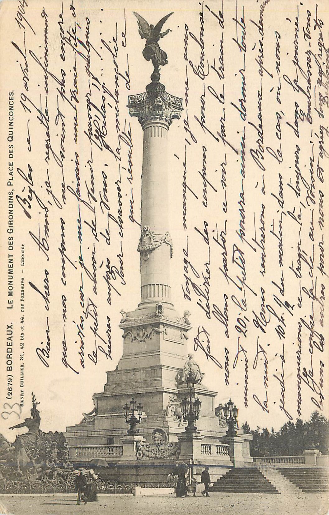 CPA Bordeaux Le Monument des Girondins Place des Quinconces 