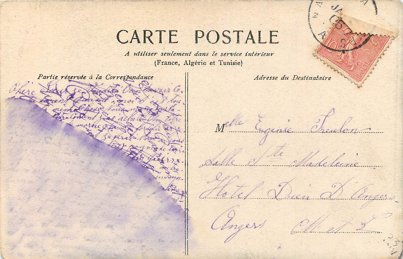 CPA Angers Le portail de la cathedrale  — Back