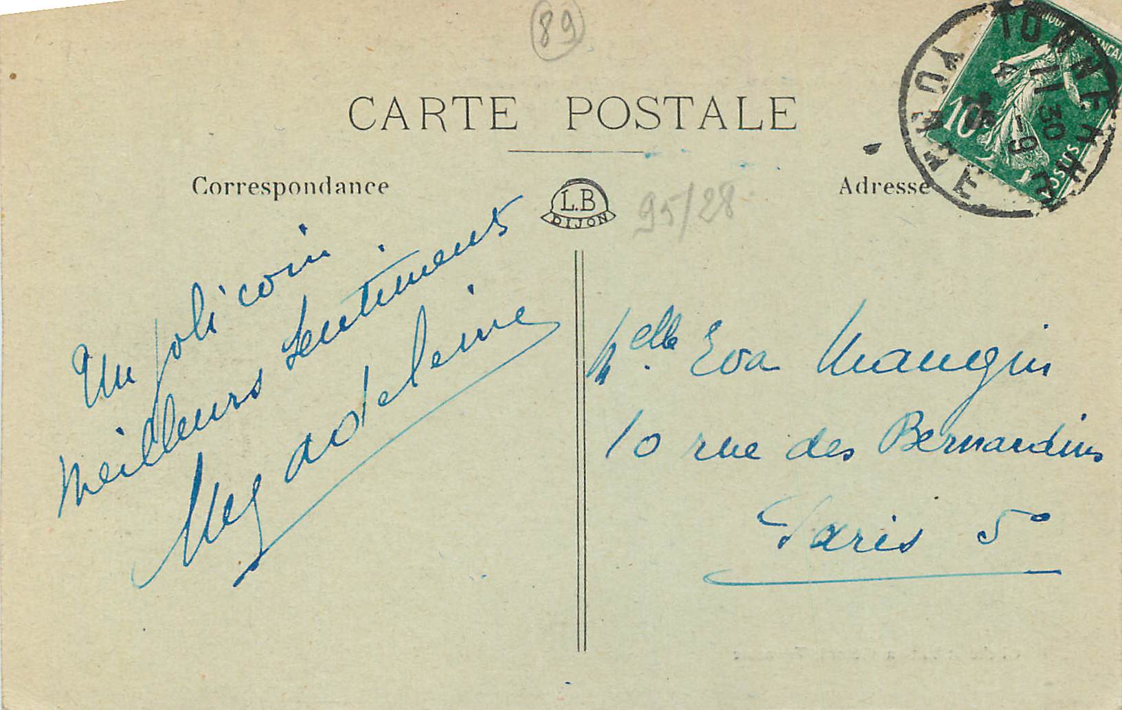 CPA Tonnerre Yonne L Armancon prise du Pont Saint Nicolas  — Back