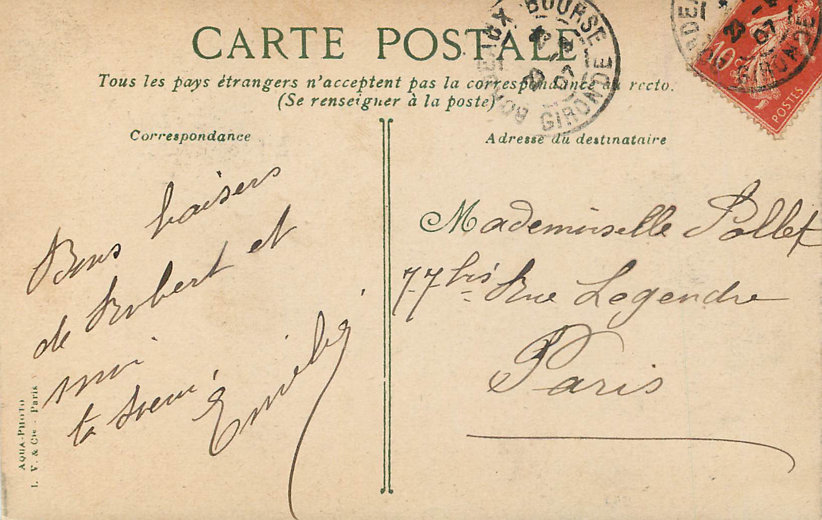 CPA Bordeaux Vue generale des Quais des Saliniers Bateaux — Verso