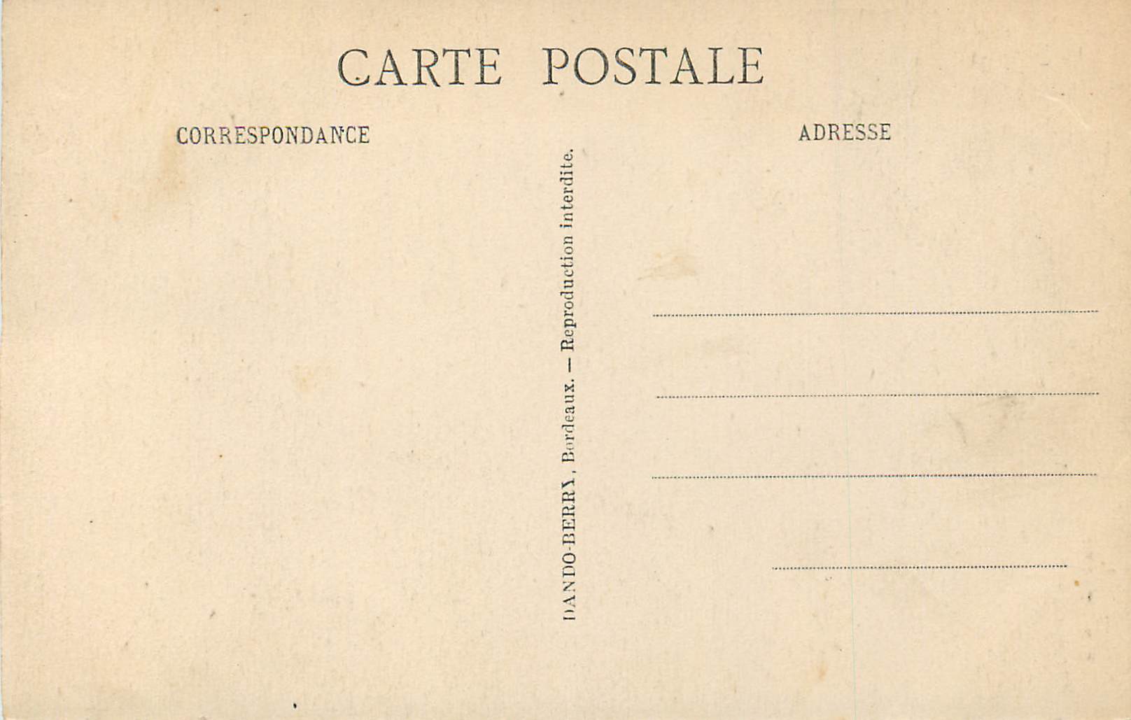 CPA Bordeaux Monument des Girondins  — Verso