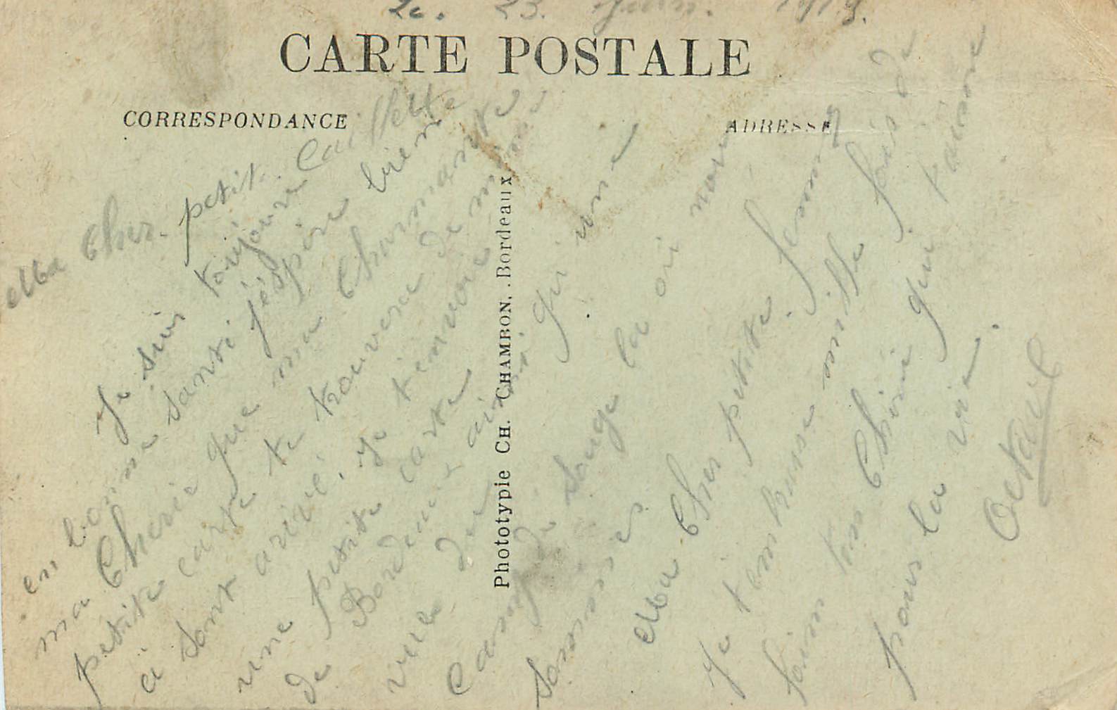 Bordeaux — Monument des Girondins (Groupe Nord) — C.B. — Verso