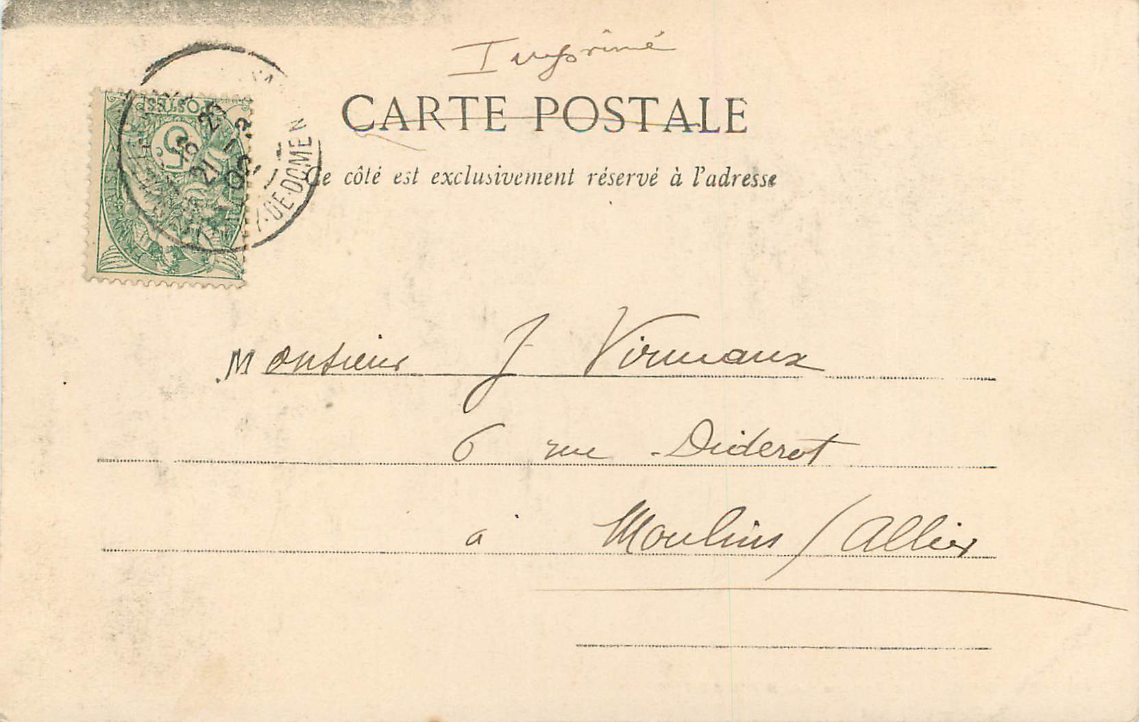 CPA Puy de Dome Le Lac de La Bourboule (carte 1900) — Back