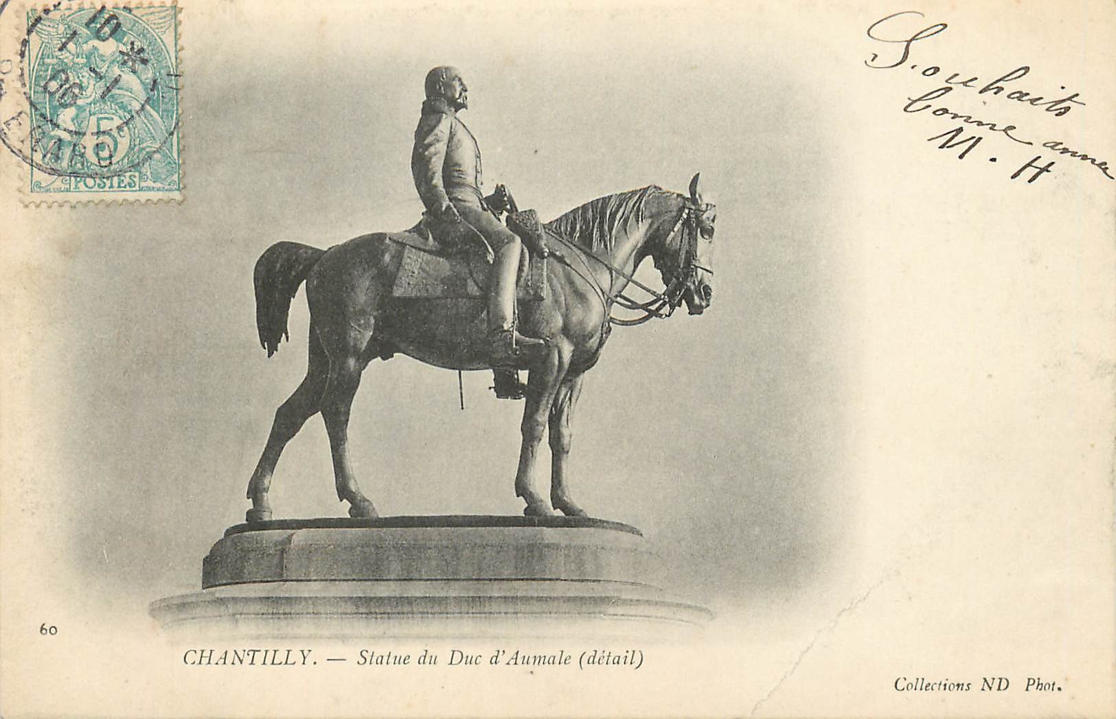 CPA Chantilly Statue du Duc d Animale detail (carte 1900)