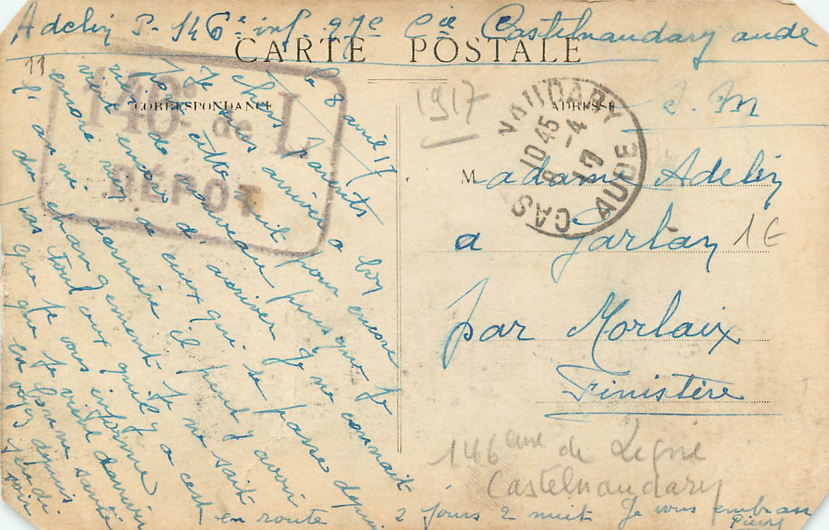 CPA Castelnaudary Vue generale cotes est  — Rückseite
