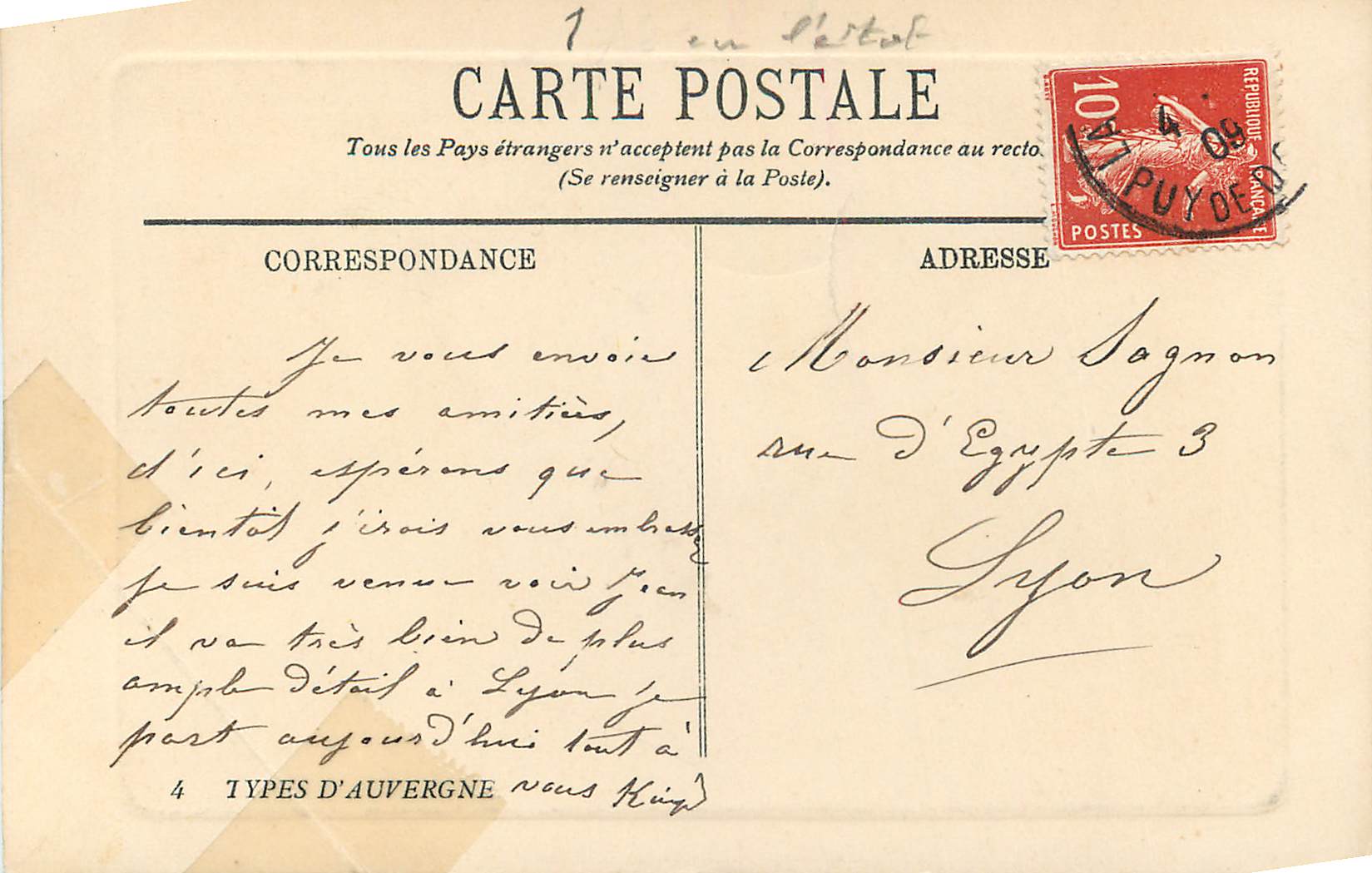 La Bourrée — Éypes d'Auvergne — L.L. — Rückseite