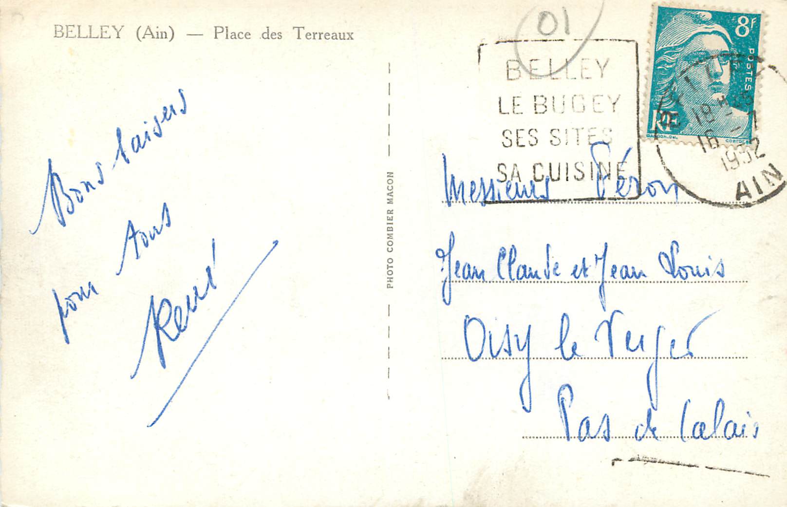 CPM Belley Ain Place des Terreaux  — Rückseite