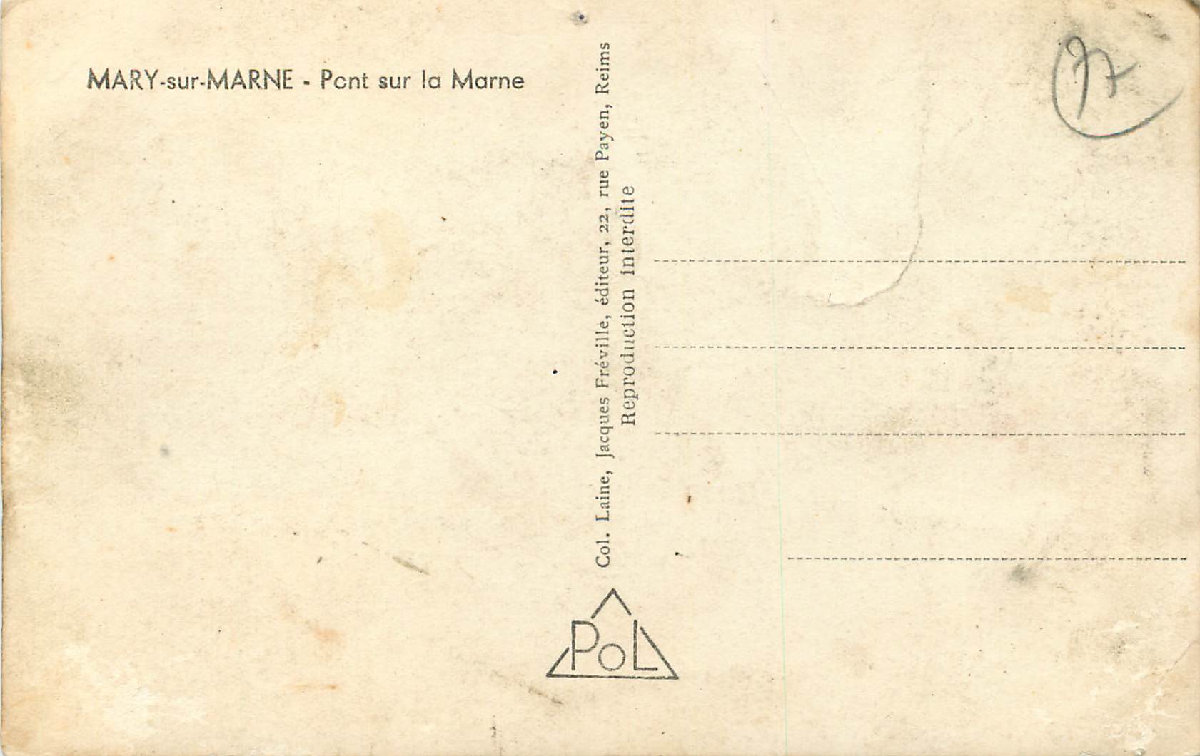 CPM Mary sur Marne Pont sur la Marne  — Rückseite