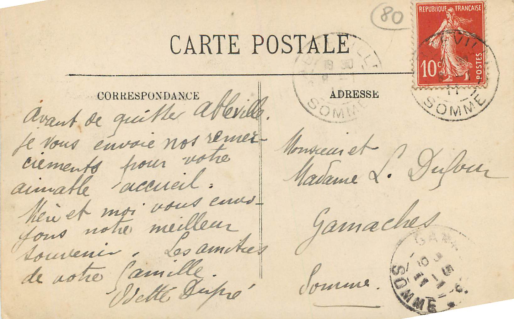 CPA Abbeville La Statue de l Admiral Courbet  — Back