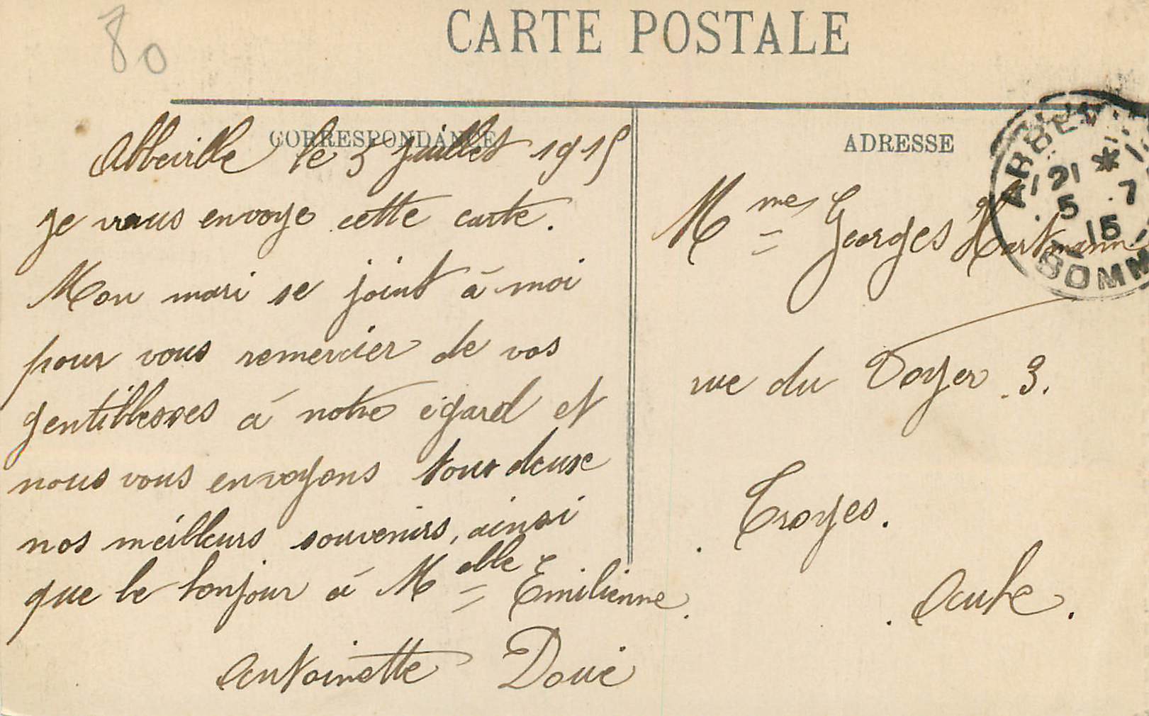 Abbeville — Détail du Monument de l'Amiral Courbet — LL. n° 67 — Rückseite