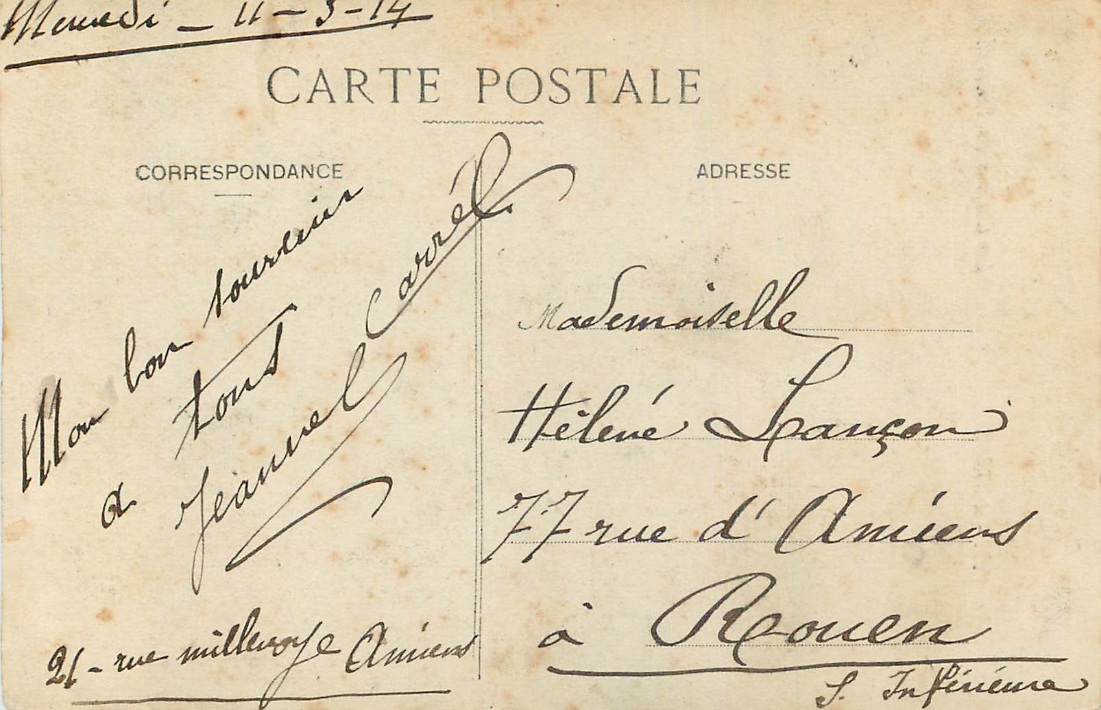 CPA Amiens Les Gloires de Picardie  — Rückseite