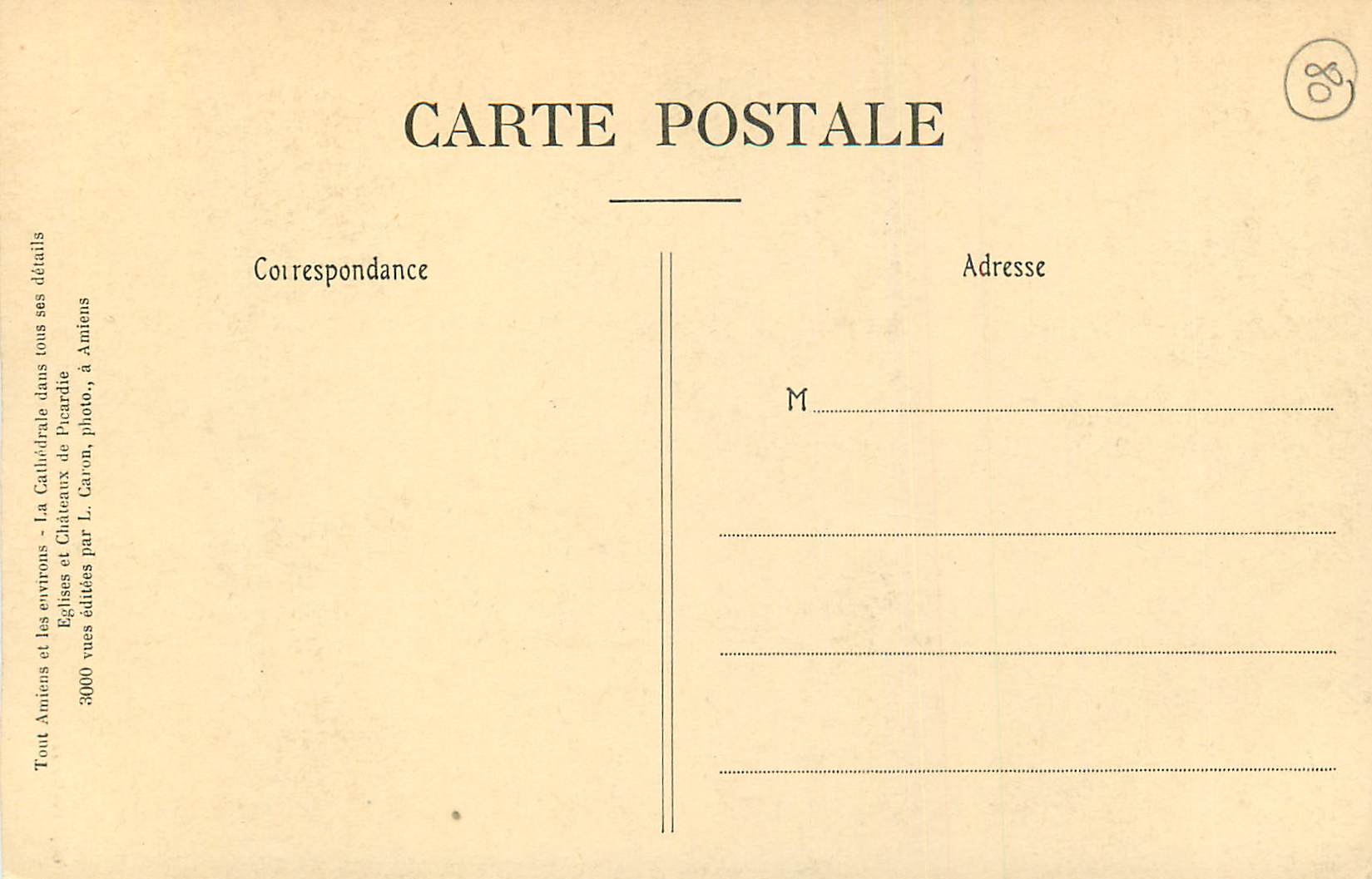 CPA Amiens Cathedrale Portail de la Vierge doree  — Rückseite