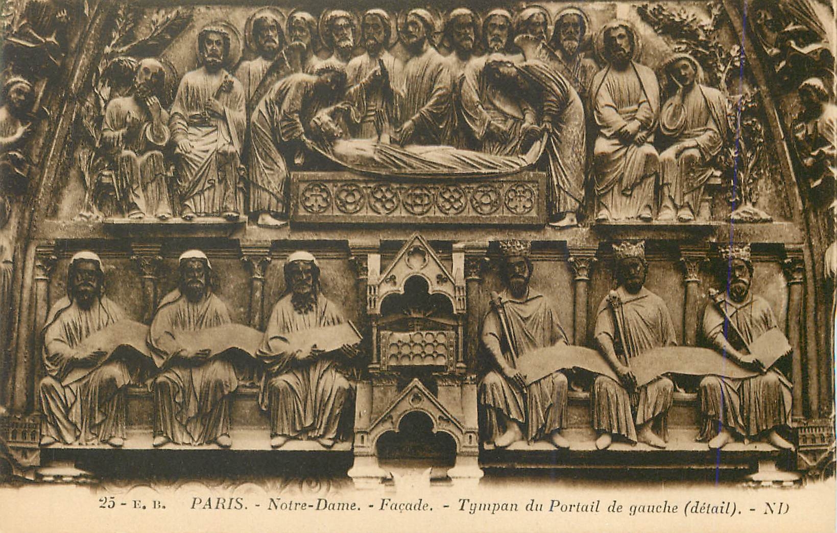 CPA Paris Notre Dame Facade Tympan du Portail de gauche detail 