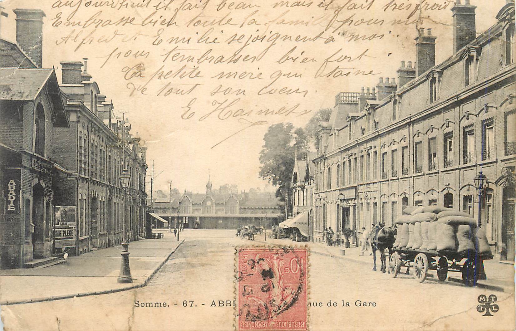 Vue de la Gare à Abbeville - Somme - 67 - éditeur MT