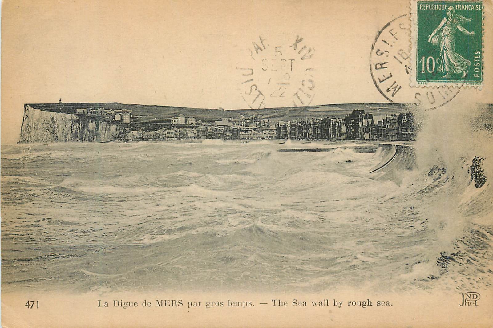 CPA La Digue de Mers par gros temps 