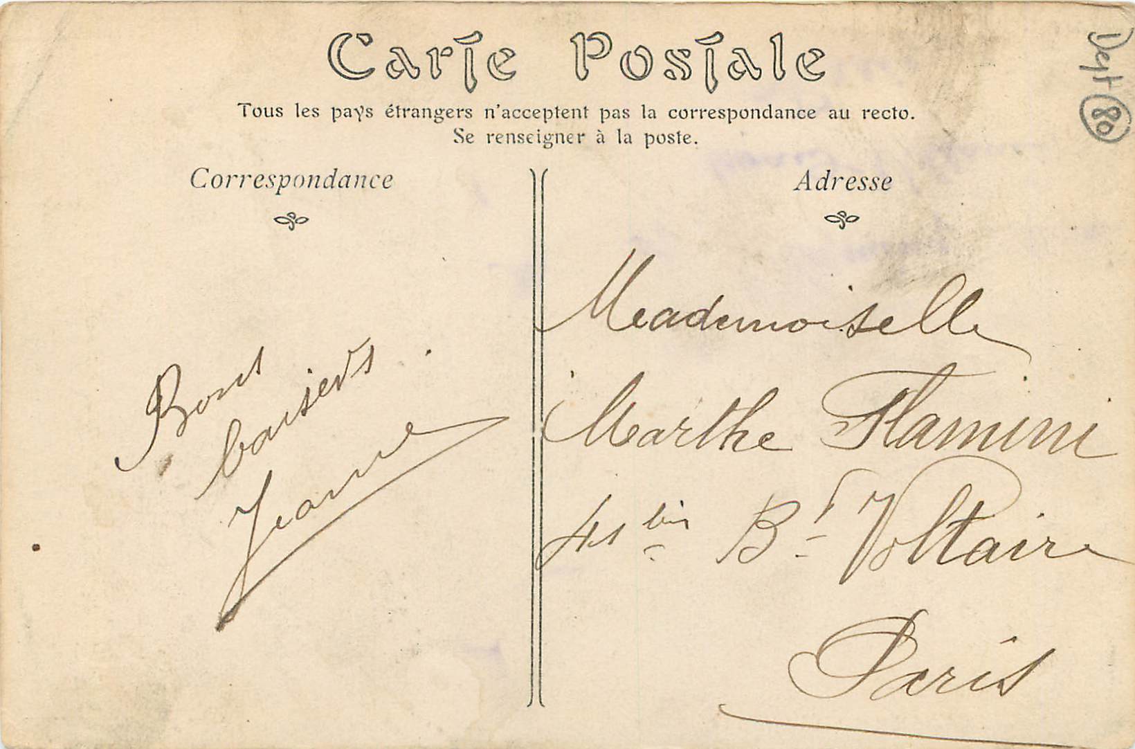 CPA Mers les Bains Notre Dame de la Falaise  — Verso