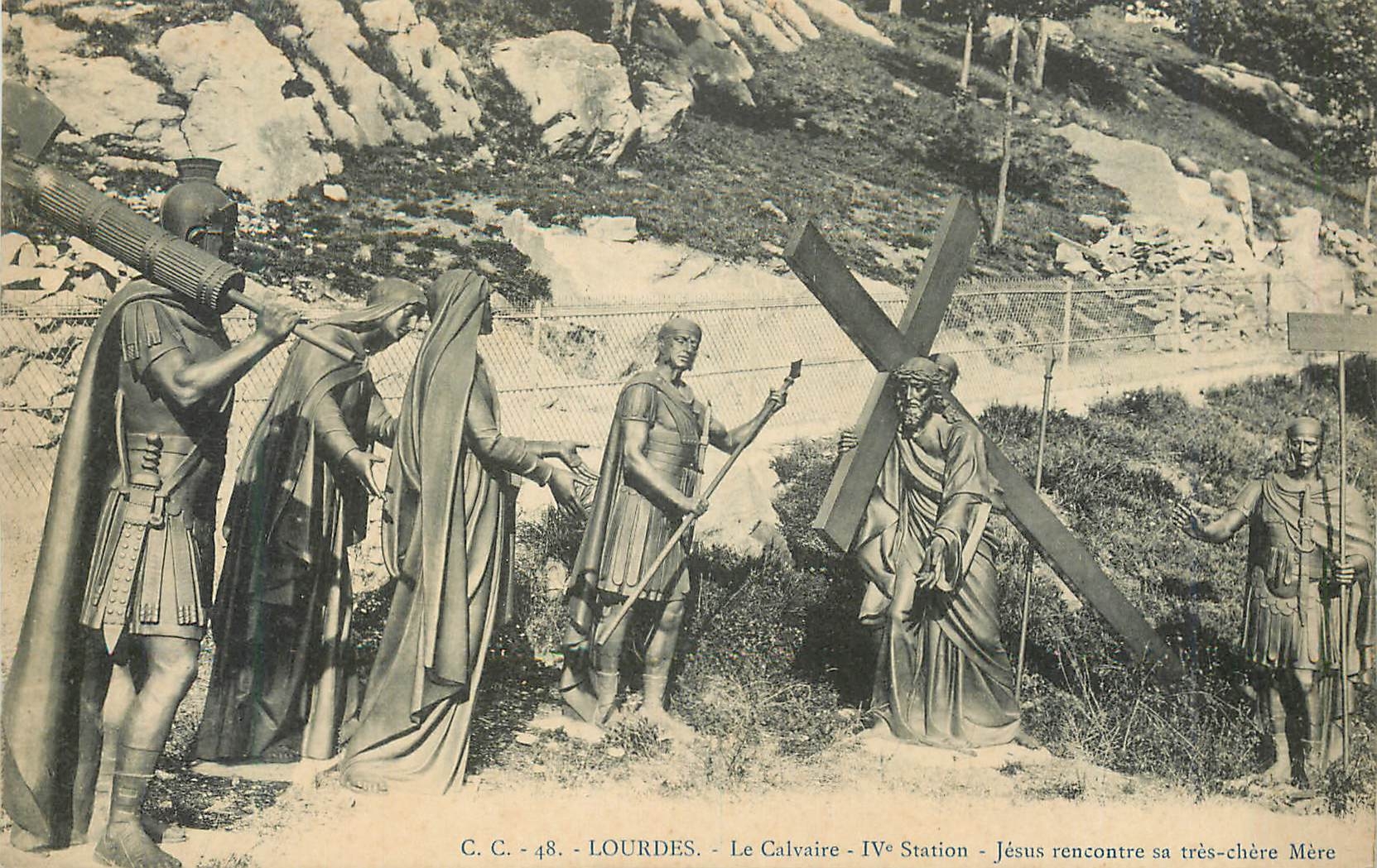 Le Calvaire - IVe Station - Jésus rencontre sa très-chère Mère - Lourdes - C.C. - 48