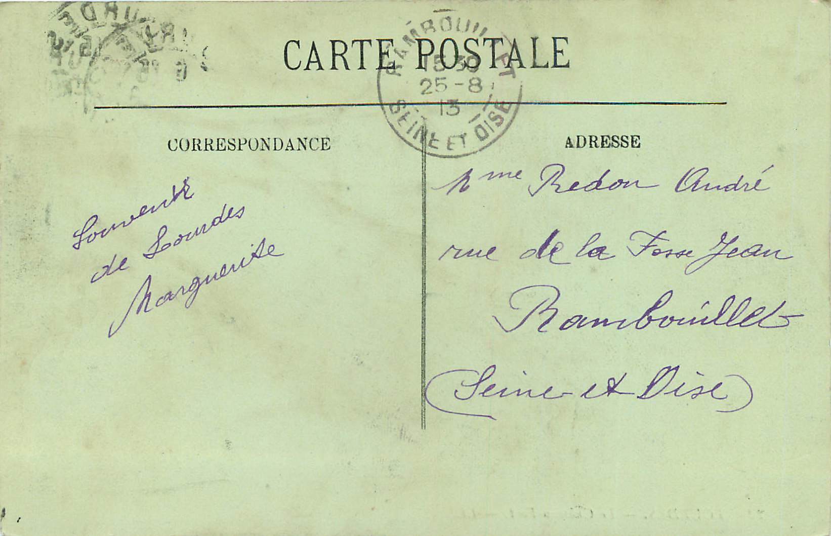CPA Lourdes Le Chateau Fort  — Verso