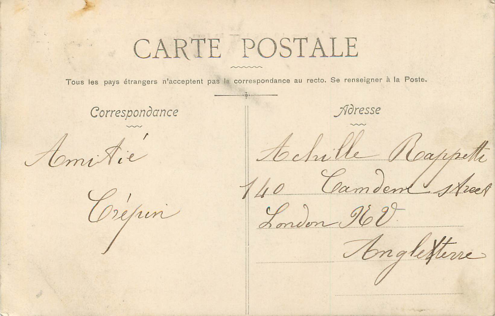 CPA Lourdes Le Fort  — Verso