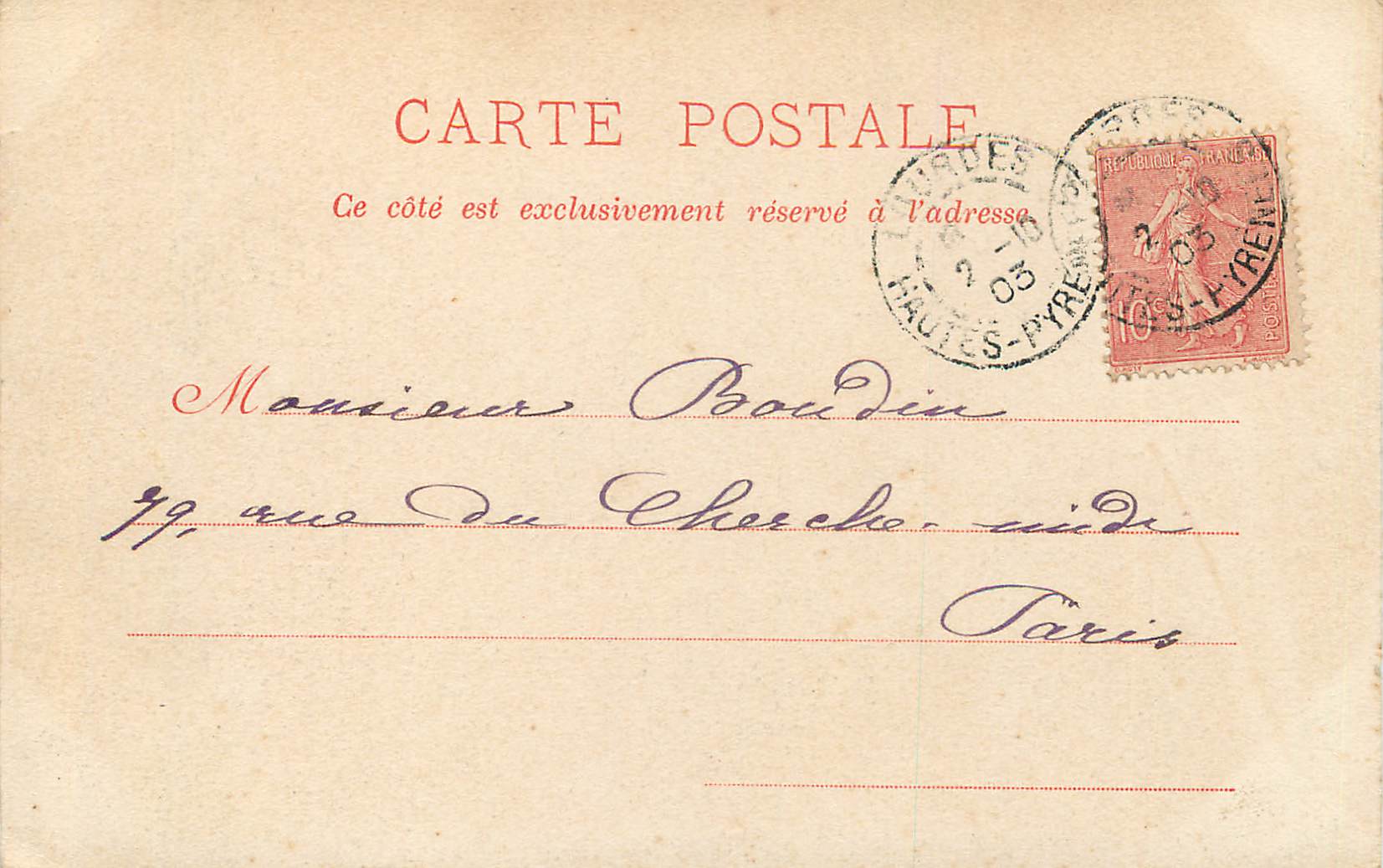 CPA Le vieux Chateau de Lourdes  — Back
