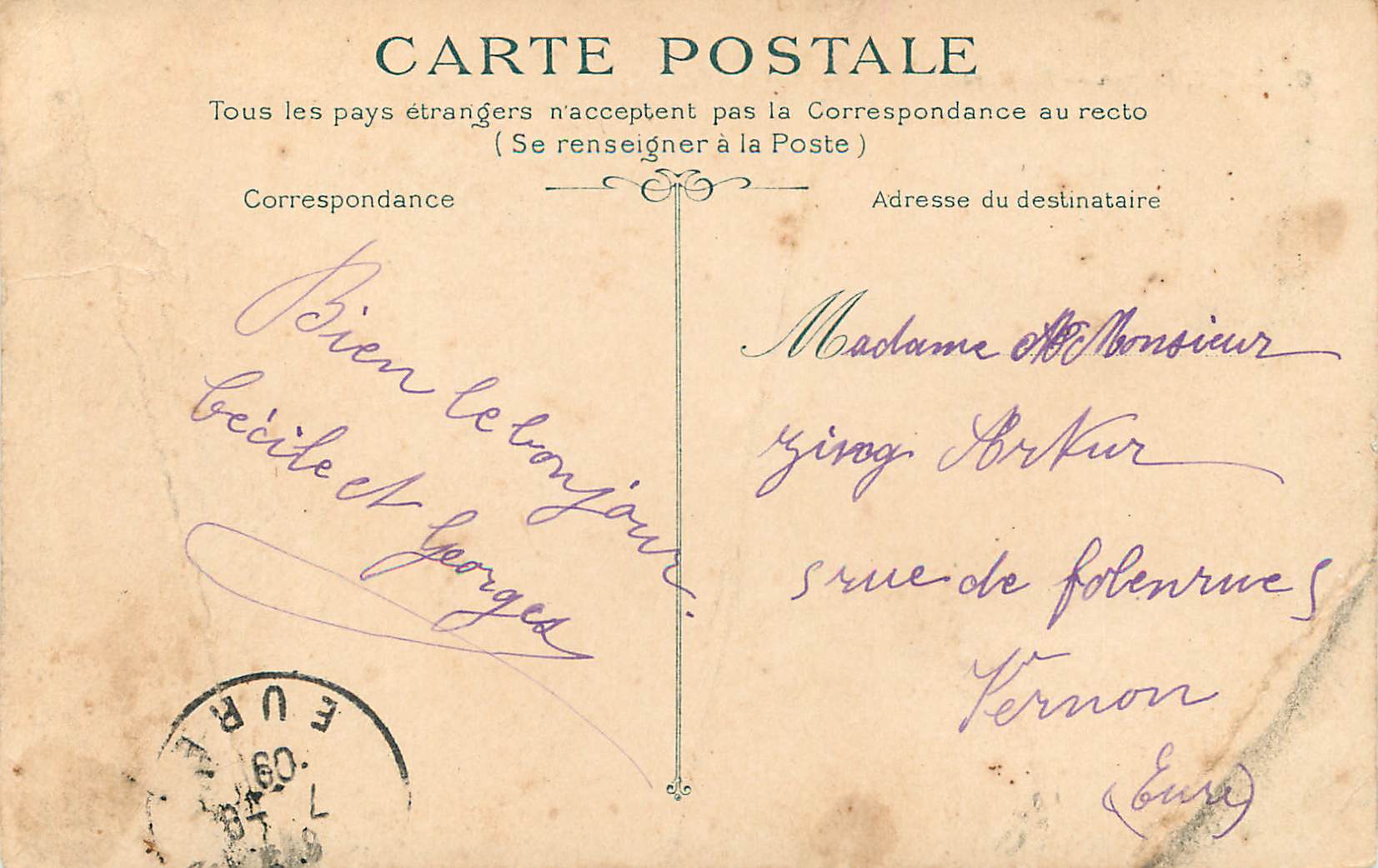 CPA Dieppe La Gare  — Rückseite