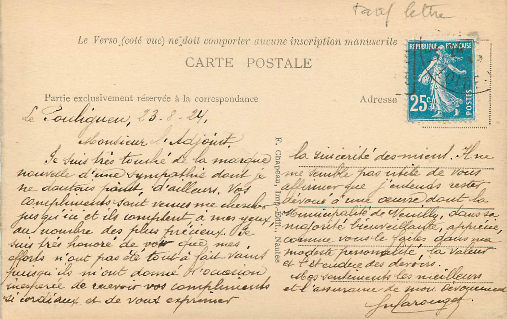 CPA Le Pouliguen Loire Inf Sur la Cote Etude de Roches  — Back