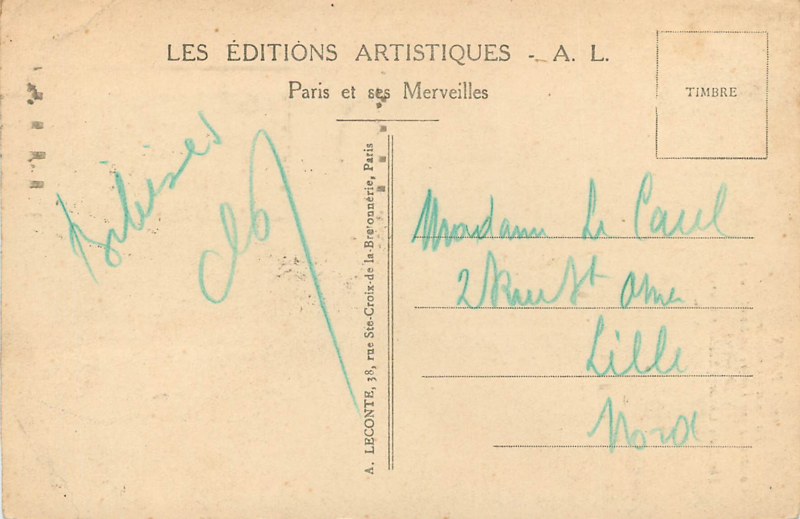 CPA Paris La Sainte Chapelle  — Verso
