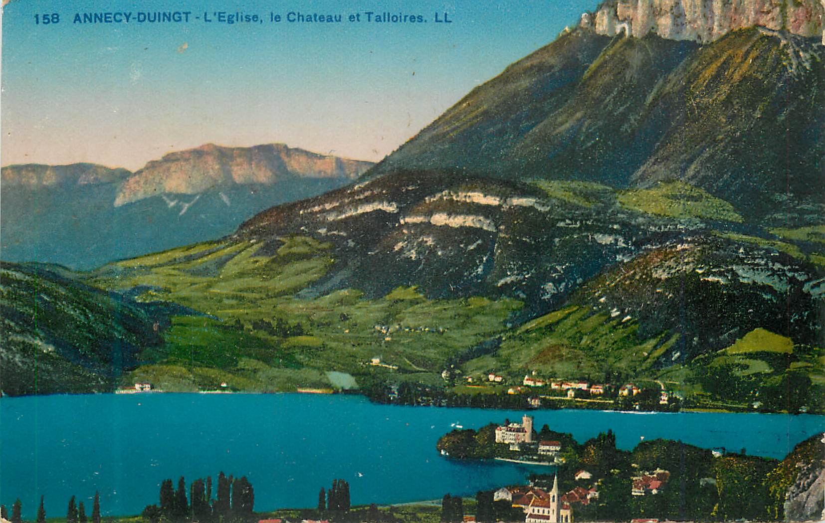 CPA Annecy Duingt L Eglise Le Chateau et Talloires 