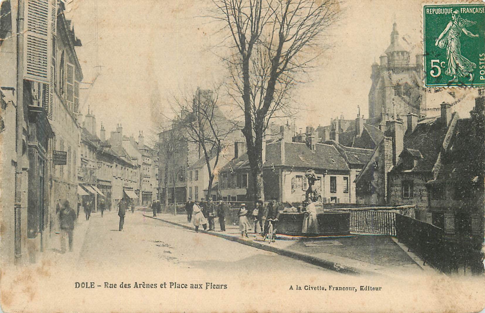 CPA Dole Rue des Arenes et Place aux Fleurs 
