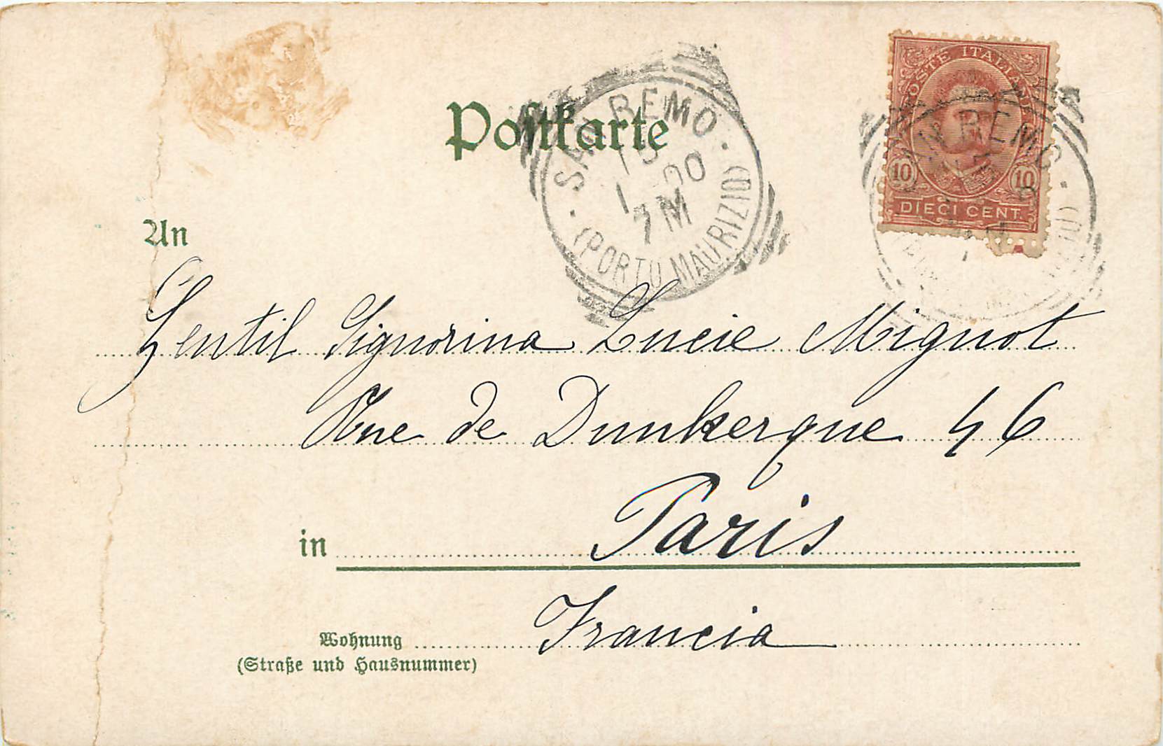 CPA Femme — Rückseite