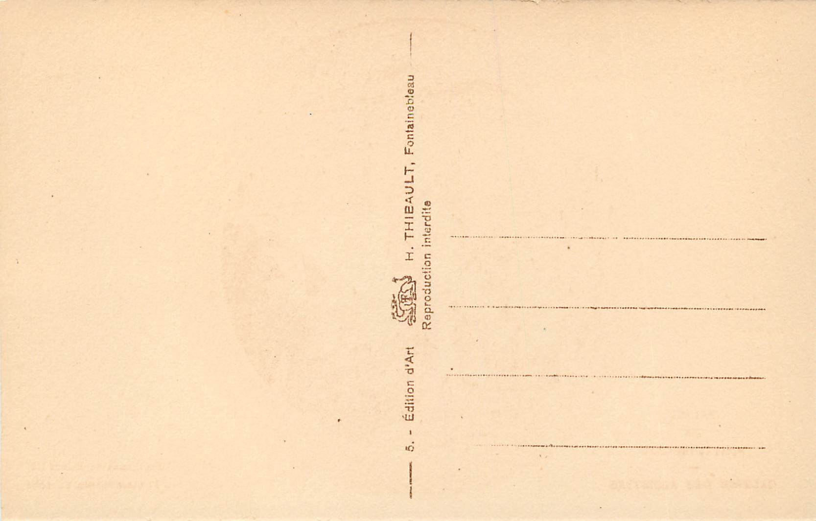 Naissance de Henri III — Palais de Fontainebleau — Galerie des Assiettes — Édition Thibault — Verso