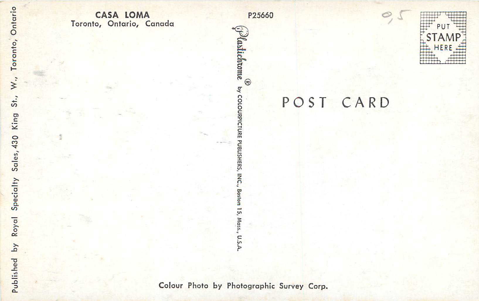 CPM Casa Loma Toronto Ontario Canada  — Back