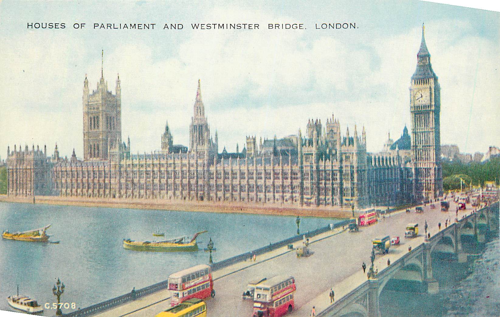 Houses of Parliament and Westminster Bridge — London — Valentine's Postcard, n° G.5708