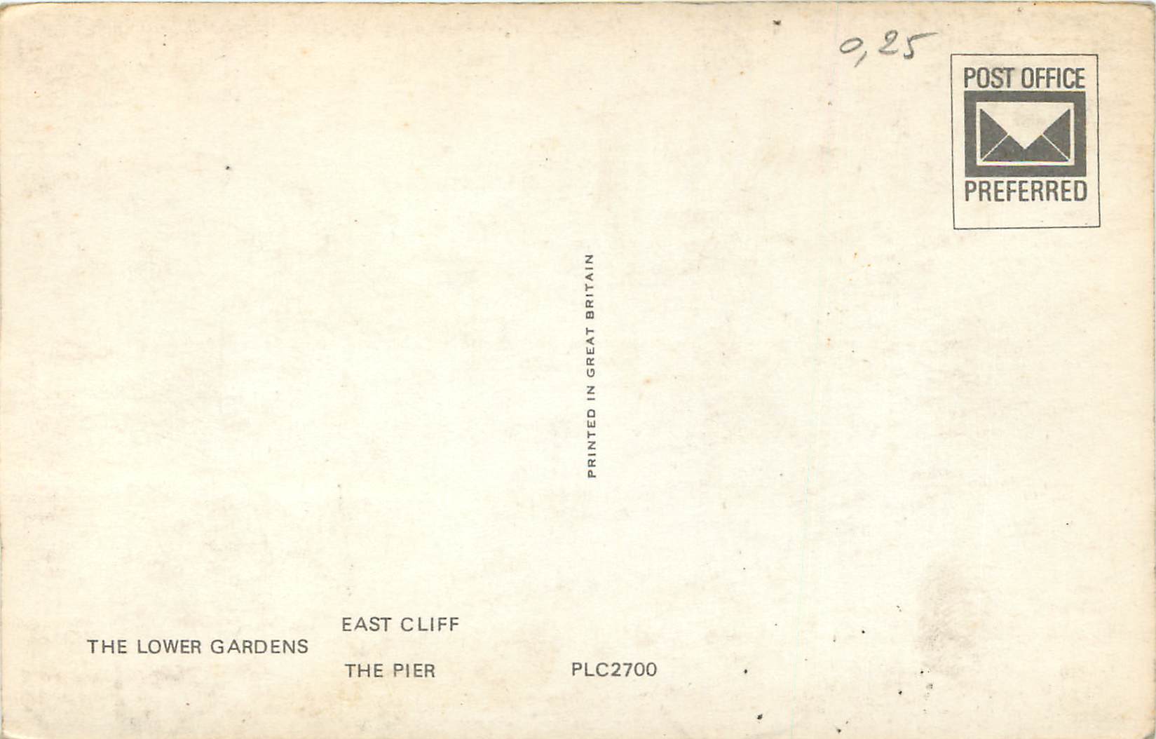 CPA Bournemouth The Lower Gardens East Cliff The Pier  — Rückseite