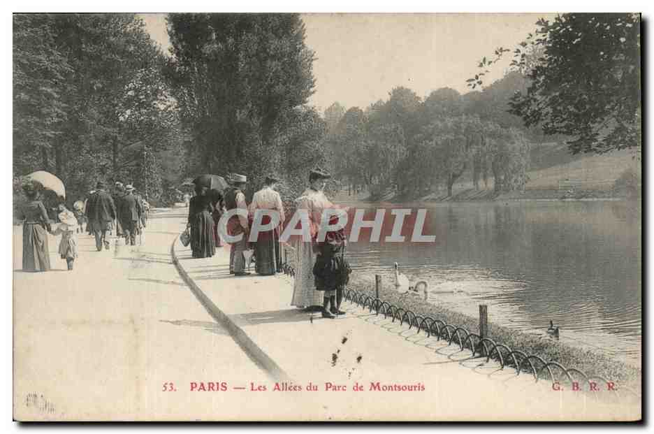 Paris (14)- Parc Montsouris-Les allees-Vue du Lac-Enfants-Canard-CPA-