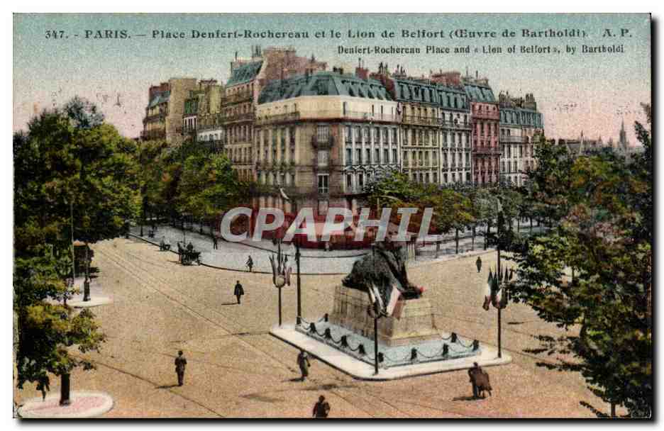 Paris (14)- Lion de Belfort- Oeuvre de Barholdi- Place Denfert-Rochereau--CPA-