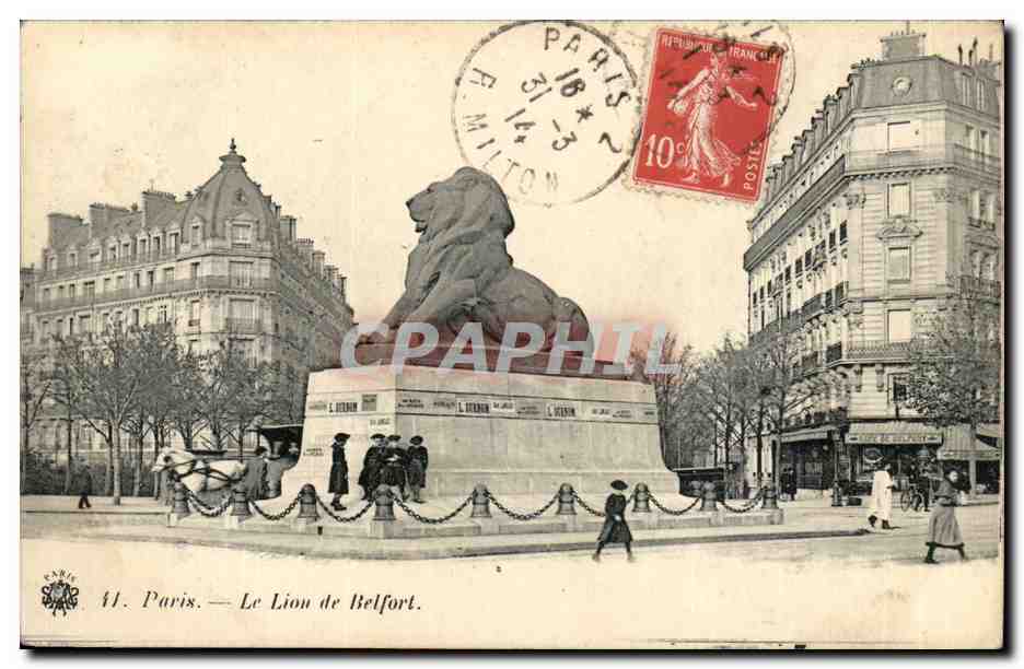 Paris (14)- Lion de Belfort-cheval-Place Denfert Rochereau-Oeuvre de Bartholdi-CPA
